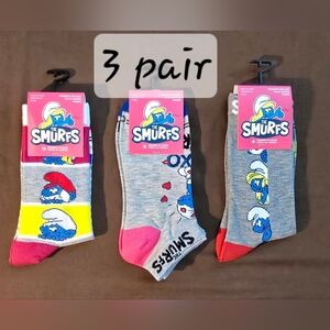 3 Pair Women's Smurf Socks